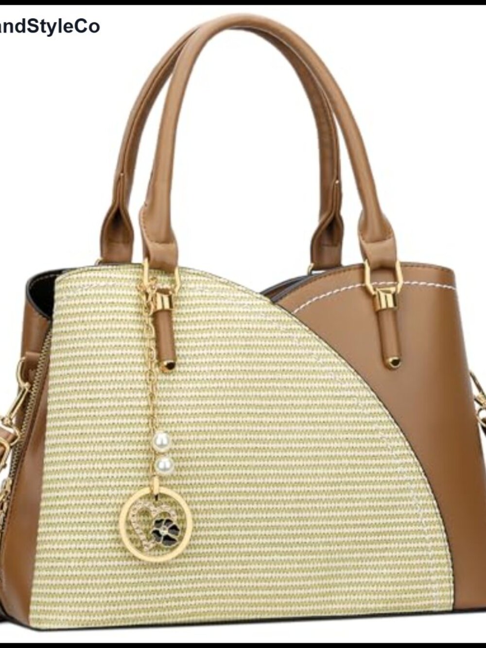 Faux Leather Satchel Handbag Medium Triple Compartment Crossbody Purse